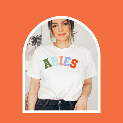 Aries pastel text varsity shirt