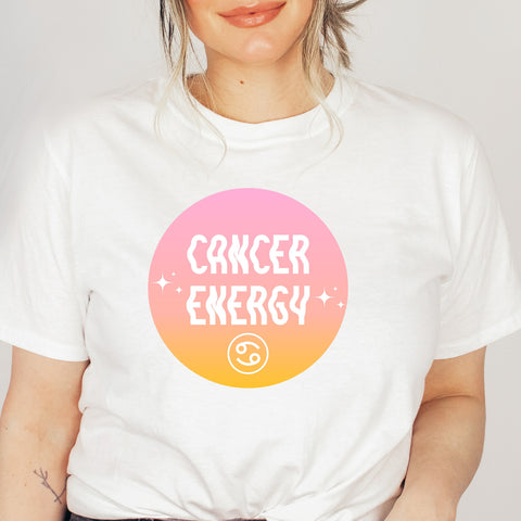 Cancer energy pink gradient shirt