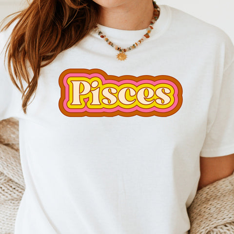 Pisces psychedelic trippy text shirt