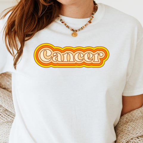 Cancer psychedelic trippy text shirt