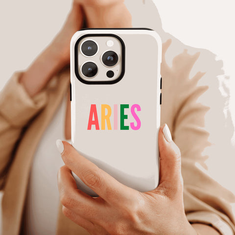 Aries multi-color text phone case cover