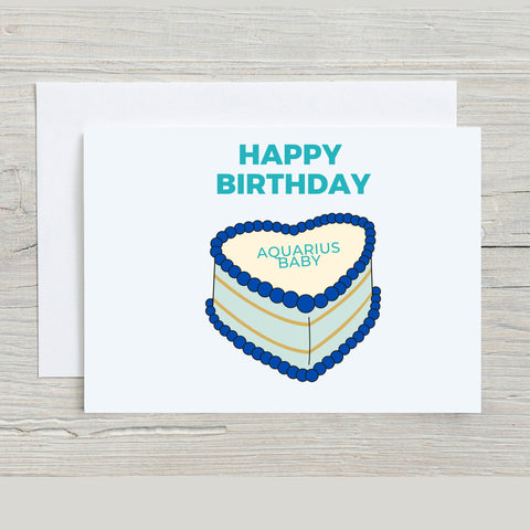 Aquarius sign birthday cake card