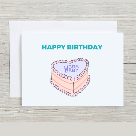 Libra sign birthday cake card