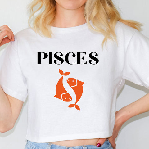 Pisces red symbol crop top