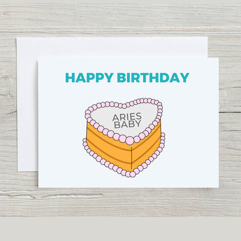 Aries sign birthday cake card