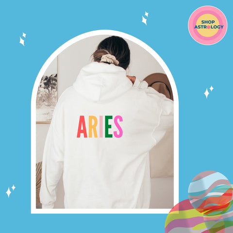 Aries multi-color text hoodie