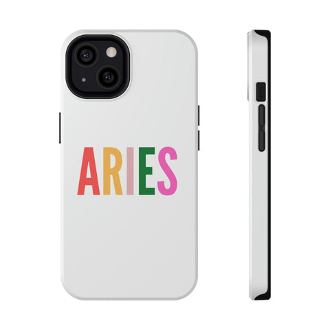 Aries multi-color text phone case cover