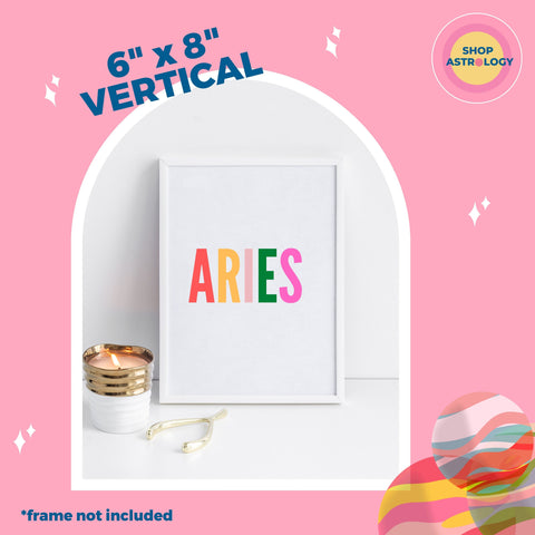 Aries multi-color text wall art