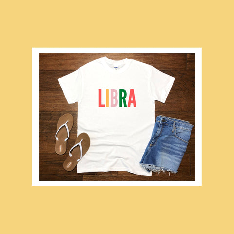 Libra multi-color text shirt