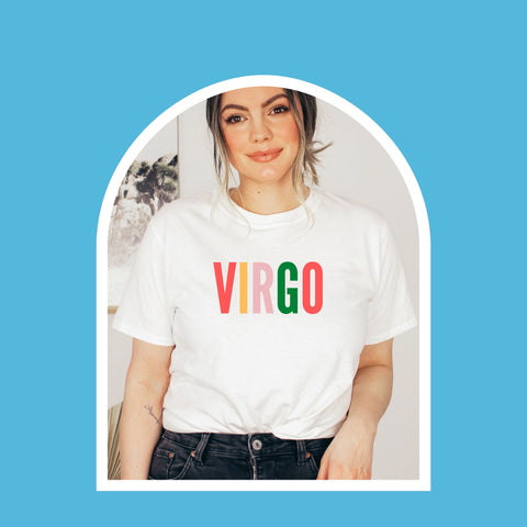 Virgo multi-color text shirt