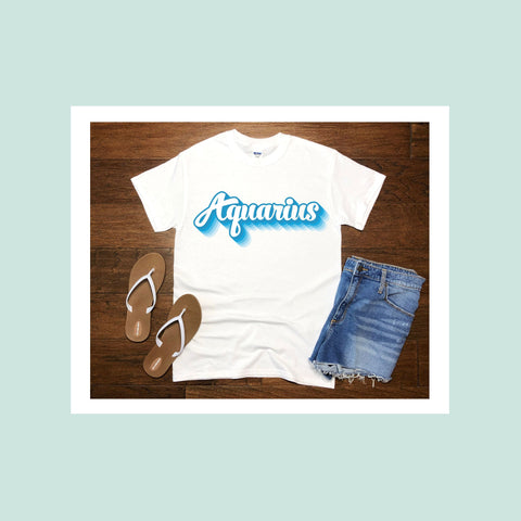 Aquarius 70s retro zodiac shirt