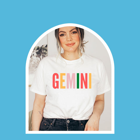 Gemini multi-color text shirt