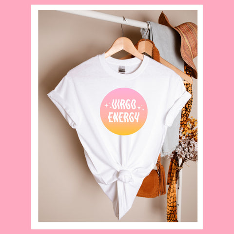 Virgo energy pink gradient shirt