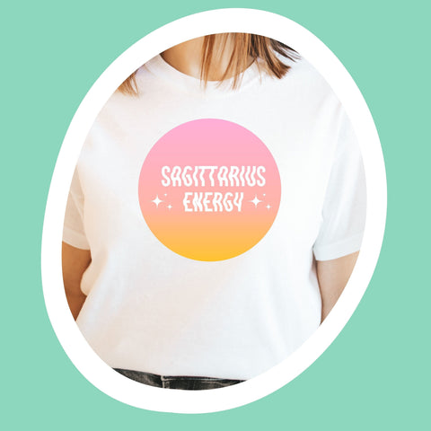 Sagittarius energy pink gradient shirt