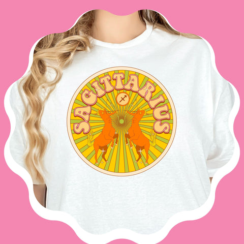 Sagittarius psychedelic trippy design shirt