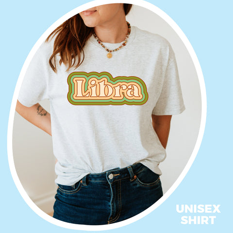 Libra psychedelic trippy text shirt