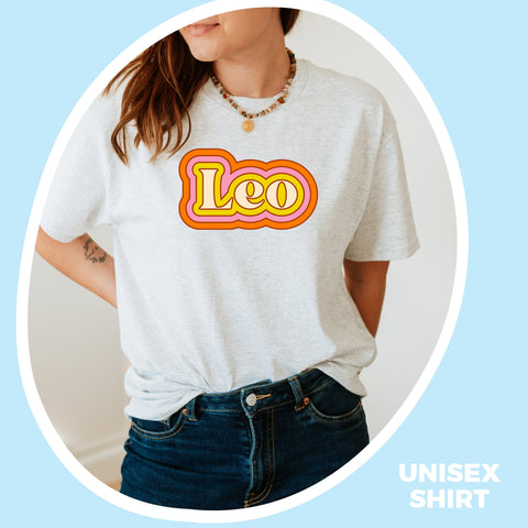 Leo psychedelic trippy text shirt