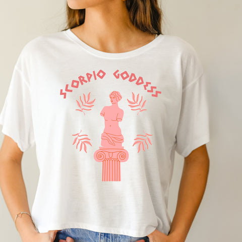 Scorpio Greek goddess crop top