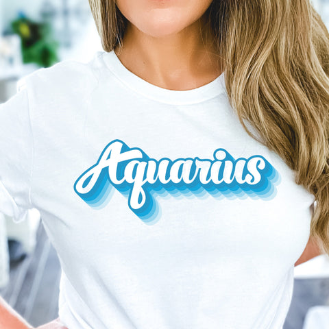 Aquarius 70s retro zodiac shirt