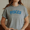 Pisces shirt retro varsity grey zodiac star sign astrology tee preppy trendy aesthetic graphic t-shirt birthday gift for women t shirt
