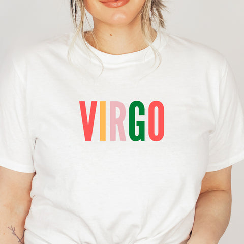 Virgo multi-color text shirt