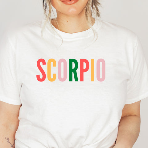 Scorpio multi-color text shirt