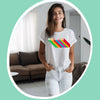 Aquarius shirt rainbow drop shadow 70s zodiac star sign astrology tee graphic t-shirt birthday gift for women t shirt