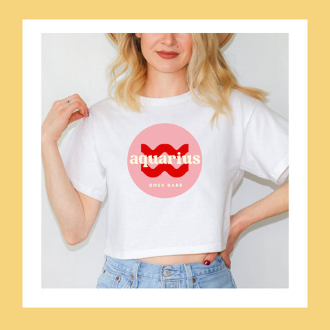 Aquarius boss babe crop top