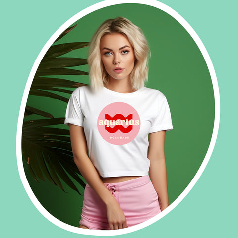 Aquarius boss babe crop top