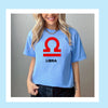 Libra shirt large red Libra symbol blue zodiac star sign astrology tee t-shirt birthday gift for women t shirt