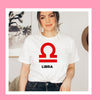 Libra shirt large red Libra symbol blue zodiac star sign astrology tee t-shirt birthday gift for women t shirt