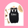 Libra tank top black gothic old English font razor back tank zodiac star sign astrology tee t-shirt birthday gift for women