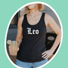 Leo tank top black gothic old English font razor back tank zodiac star sign astrology tee t-shirt birthday gift for women