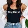 Sagittarius tank top black gothic old English font razor back tank zodiac star sign astrology tee t-shirt birthday gift for women