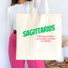 Sagittarius zodiac sign Cotton Canvas Tote Bag sarcastic humor astrology star sign personalized birthday gift for her him friend shopping