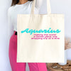 Aquarius zodiac sign Cotton Canvas Tote Bag fun sarcastic humor astrology star sign personalized birthday gifts for her him friend shopping