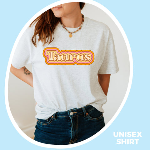 Taurus psychedelic trippy text shirt