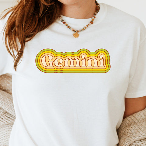Gemini psychedelic trippy text shirt