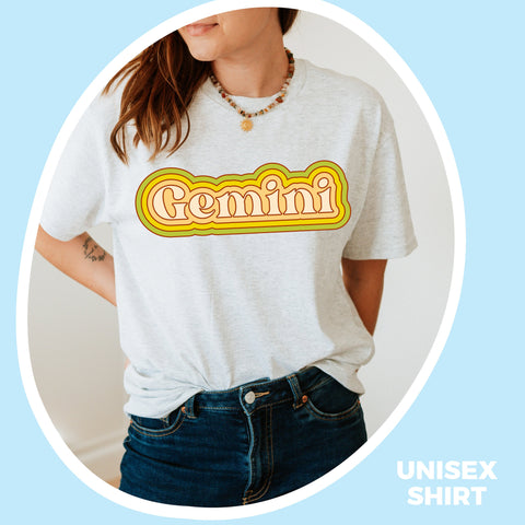 Gemini psychedelic trippy text shirt
