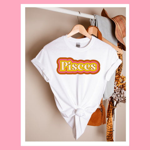 Pisces psychedelic trippy text shirt