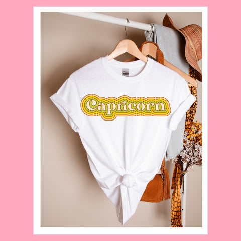 Capricorn psychedelic trippy text shirt
