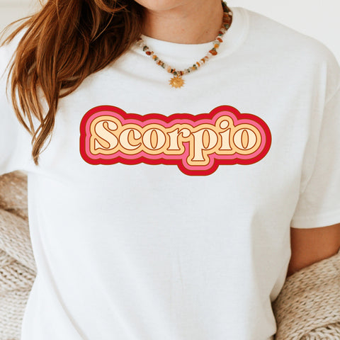 Scorpio psychedelic trippy text shirt