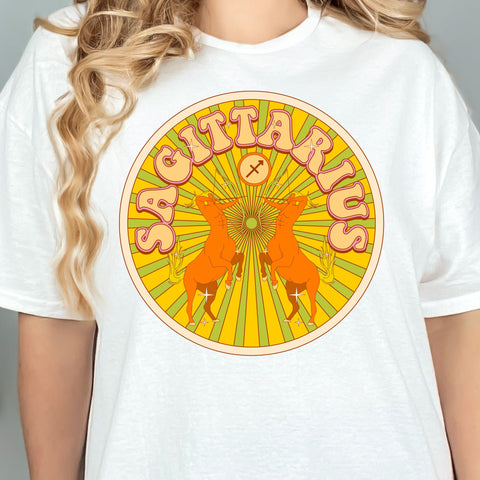 Sagittarius psychedelic trippy design shirt