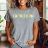 Capricorn shirt grey neon light green fluorescent zodiac star sign astrology tee trendy graphic t-shirt birthday gift for women t shirt