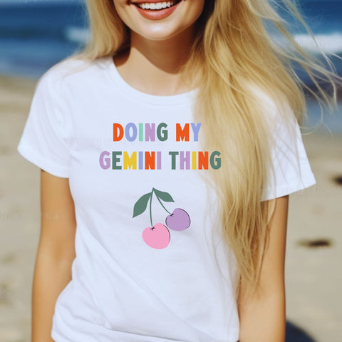 Doing my Gemini thing cherry shirt