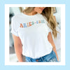 Aries shirt Aries-ish pastel groovy wavy font 70s zodiac star sign astrology tee graphic t-shirt birthday gift for women t shirt