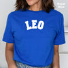 Leo shirt blue retro varsity team sport spirit zodiac star sign astrology tee t-shirt birthday gift for women t shirt