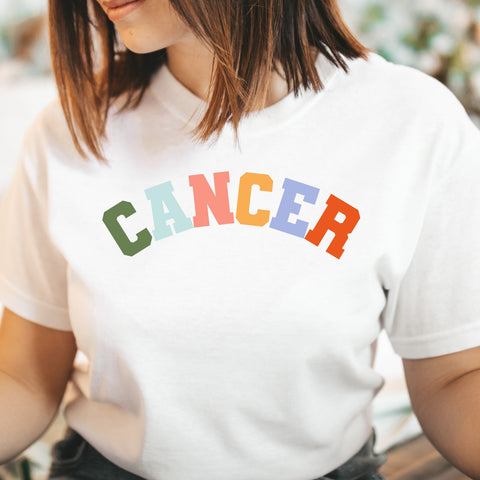 Cancer pastel text varsity shirt