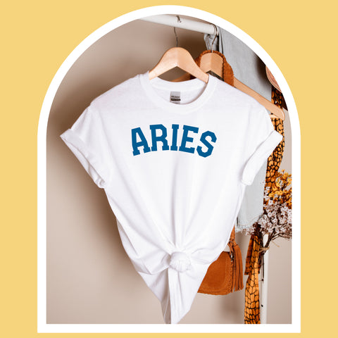 Aries varsity text shirt