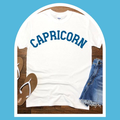 Capricorn varsity text shirt